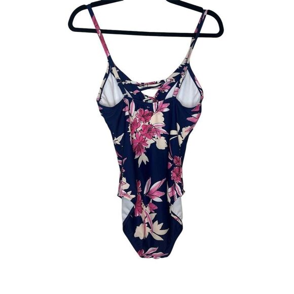 NWOT NAUTICA BLUE/PURPLE FLORAL LACE UP ONE PIECE SWIMSUIT WOMENS SIZE LARGE - Picture 7 of 10